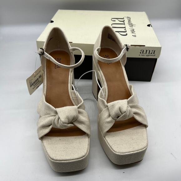 a.n.a Womens Holland Heeled Sandals Cream Natural Platform Size 10M - Picture 2 of 16